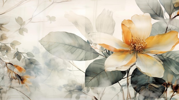 Elegant botanical illustration in soft neutral tones for serene decor