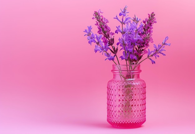 Elegant bouquet of fresh spring flowers in a modern vase on a gradient pastel background