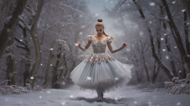 elegant bride before wedding arch in winter