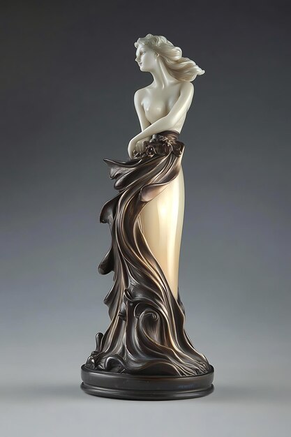 Photo elegant bronze sculpture of a woman in a flowing dress