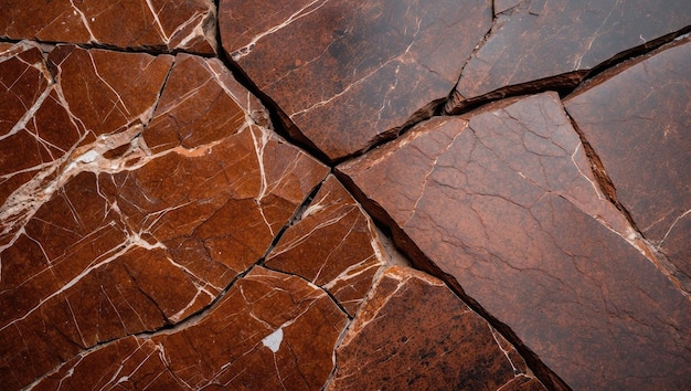 Photo elegant brown marble stone texture with detailed cracks and polished surface