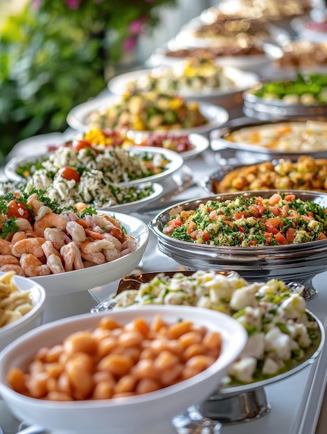 Elegant buffet spread featuring a variety of dishes