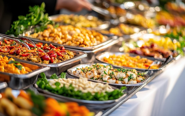 Elegant buffet spread featuring a variety of dishes