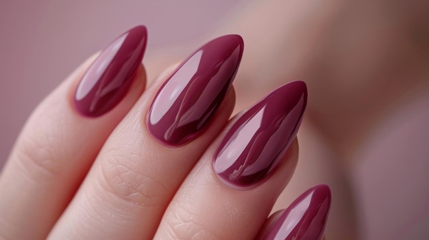 Elegant Burgundy Manicure Closeup Fashionable Nail Design for Beauty and Fashion Concepts