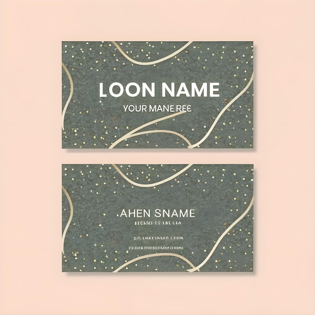 Photo elegant business card template in two parts with glitter