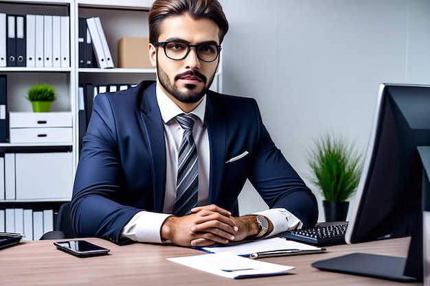 The elegant businessman in the office