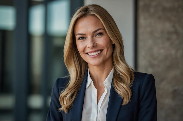 Of elegant businesswoman smiling