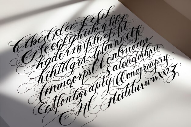 Photo elegant calligraphy alphabet set