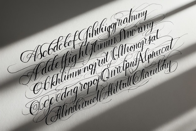 Photo elegant calligraphy alphabet set