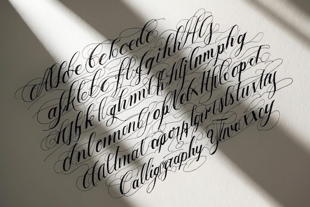 Photo elegant calligraphy alphabet set