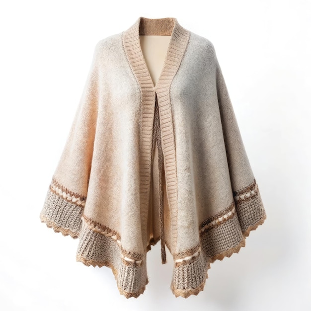 Elegant cape cardigan display on a neutral white background for fashion enthusiasts Generative AI