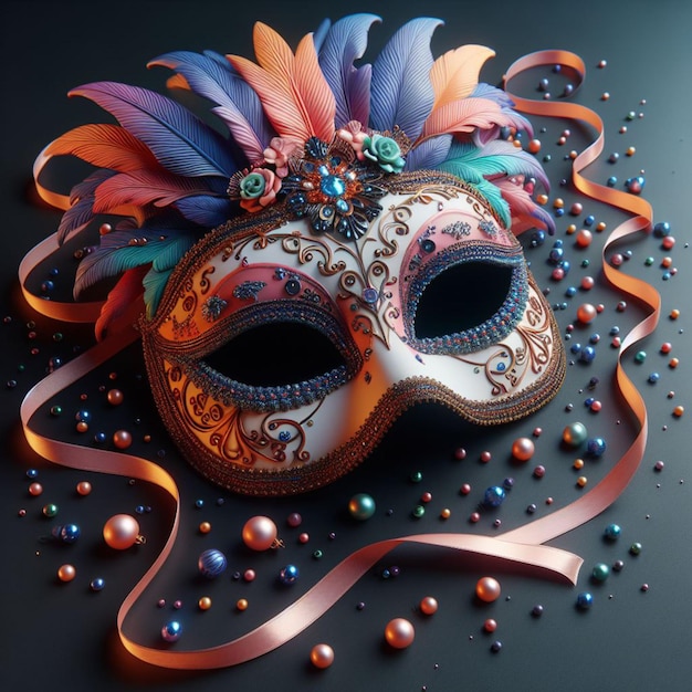 Elegant carnival mask on a dark background