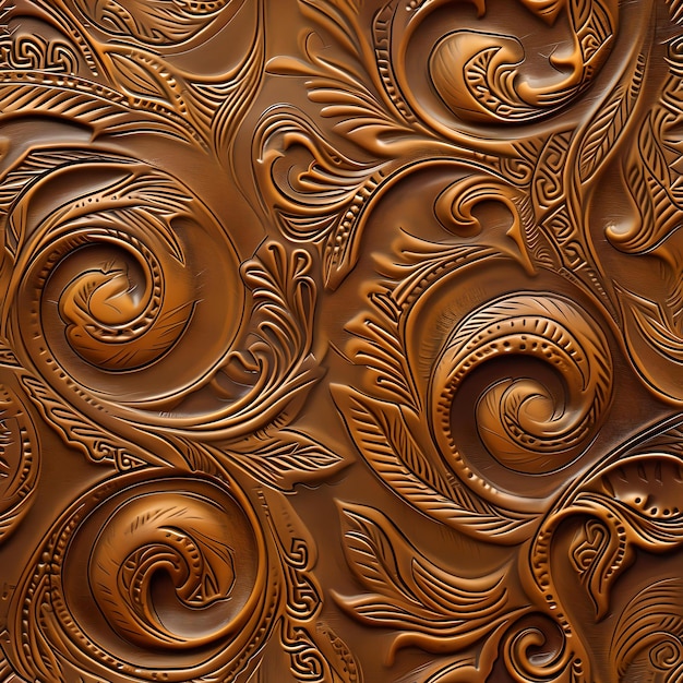 Elegant carved wood texture showcasing swirl patterns artistic brown background perfect for design projects generative AI