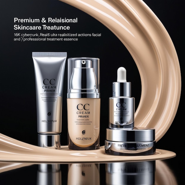 Elegant CC Cream Product Display with Premium Packaging and Skincare Benefits