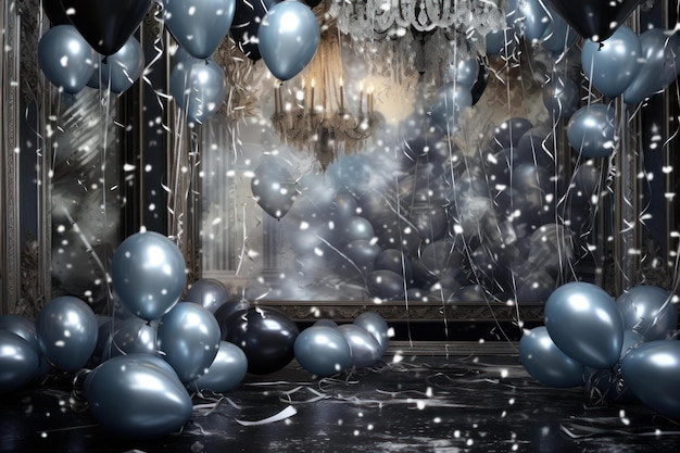 Elegant celebration with balloons and sparkles