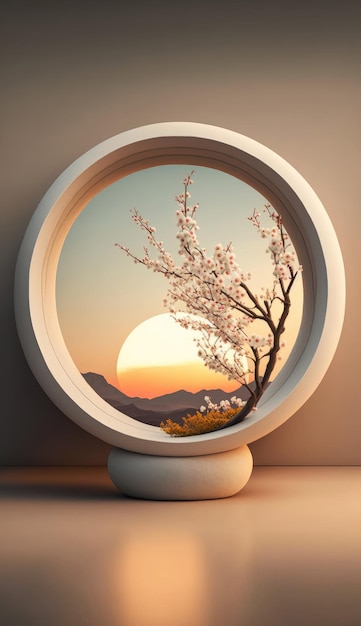 Elegant Ceramic Vase at Sunset AI Generated