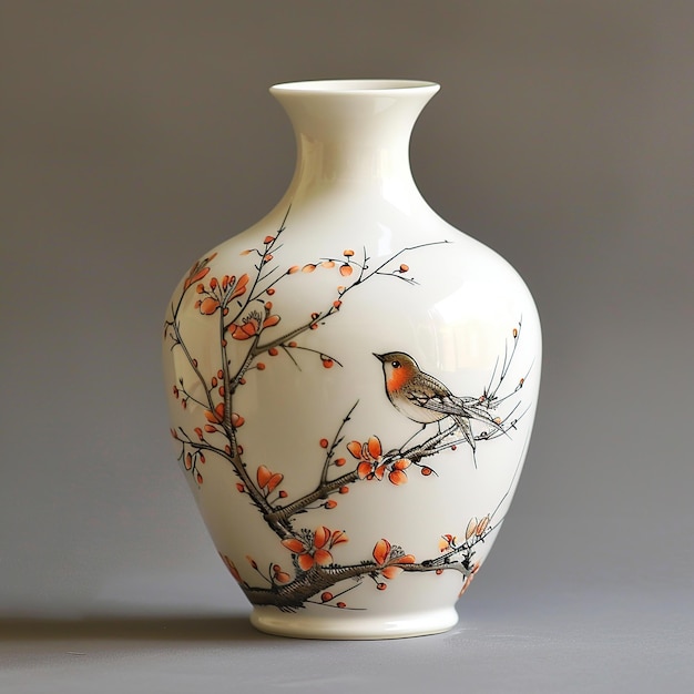 Photo elegant ceramic vase with delicate hand painted designs