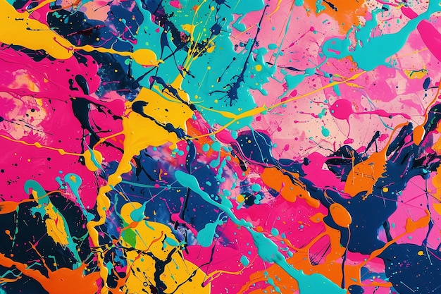 Elegant chaos in abstract paint splashes vibrant hues depicting a chaotic pattern