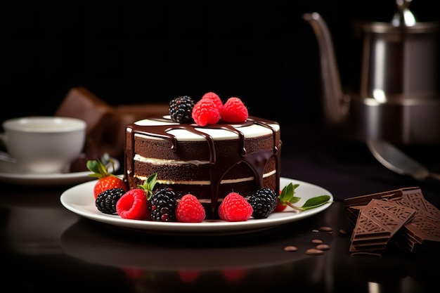 Elegant Chocolate Cake Presentation