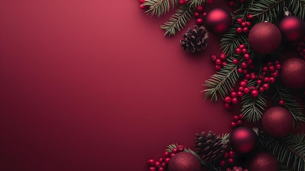 Elegant Christmas Decorations Background with Ample Copy Space