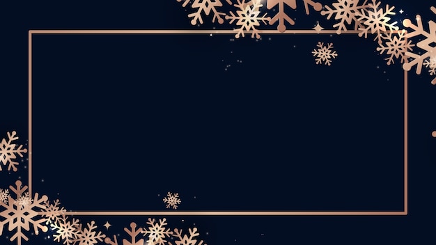 Elegant Christmas and shining gold snowflakes with rectangle frame Banner. Vector illustration