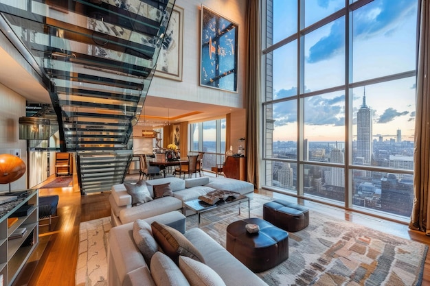 Photo elegant city penthouse with upscale amenities