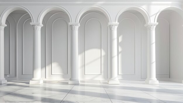 Photo elegant classical archway interior with sunlight