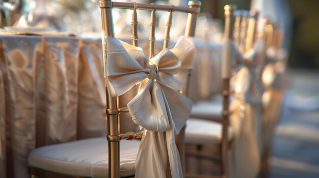 Elegant and Classy Wedding Chairs with Bows Romantic Decor Idea