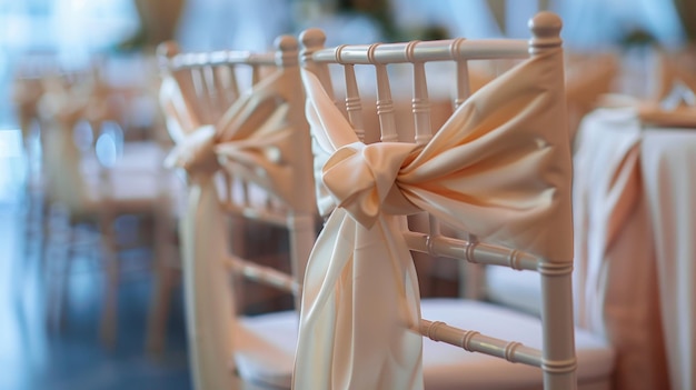 Photo elegant and classy wedding chairs with bows romantic decor idea