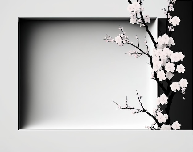 Elegant clean Space with  Cherry Blossom ornaments and elements for Text or Copywriting Placeholder