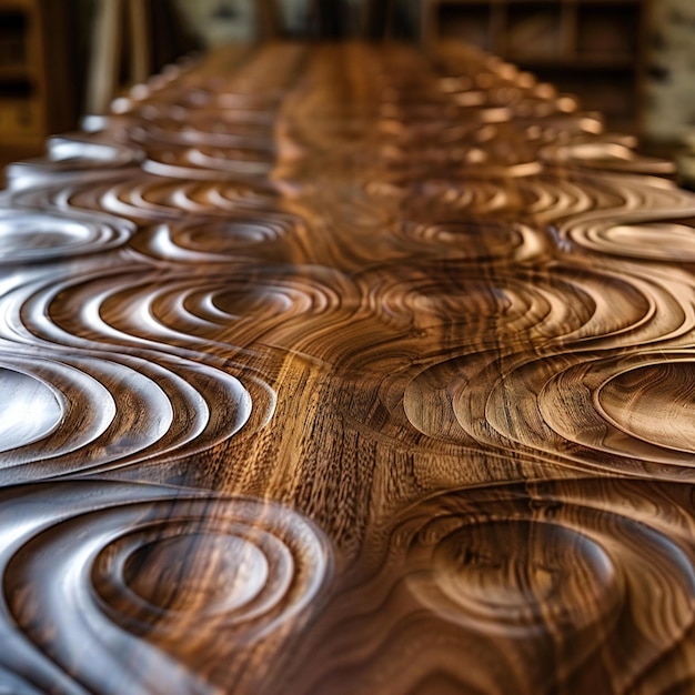 Photo elegant a closeup of walnut wood showcasing its rich texture and natural patterns the focus is on