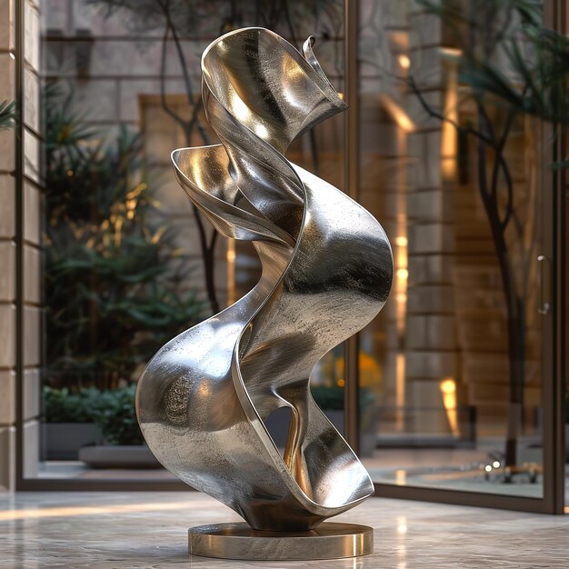 Photo elegant contemporary sculpture with polished finish in silver color