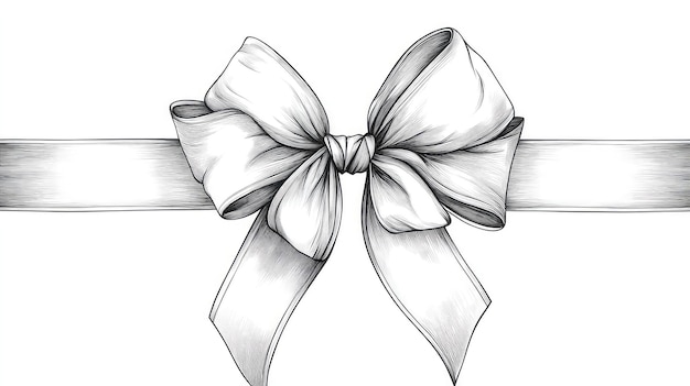 Photo elegant continuous line art drawing of gift ribbon bow minimalist black linear sketch isolated on white background for modern design projects