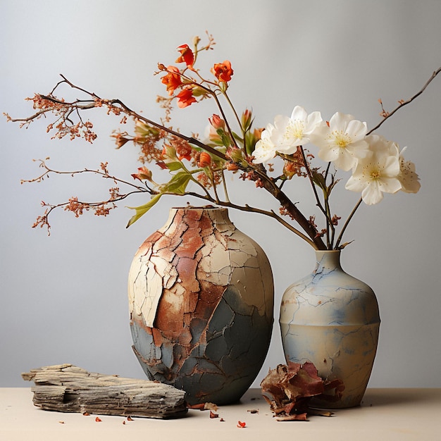 elegant cracked ceramic vases