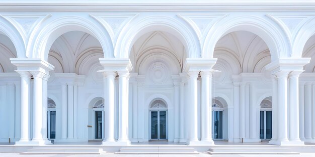 Photo elegant and crafted a grand white building with arches and columns concept architecture elegance white building arches columns