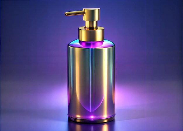 Elegant Cylindrical Soap Dispenser with Reflective Metallic Finish