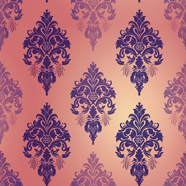 Photo elegant damask pattern in purple and pink