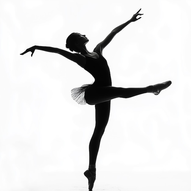 Photo elegant dancer silhouette a graceful ballerina in midpirouette her silhouette capturing