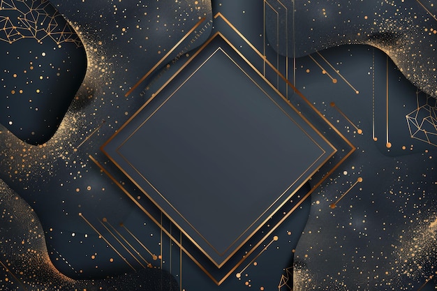 Photo elegant dark blue background with golden geometric pattern