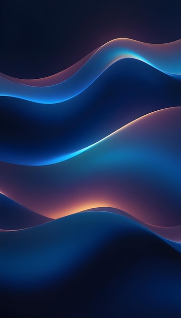 Elegant dark blue wavy gradient background wallpaper for phone