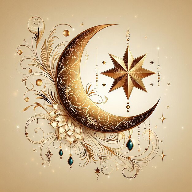 Elegant design featuring crescent moon and star