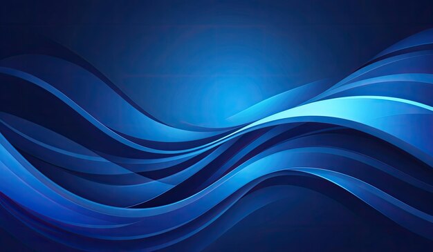 Elegant design of smooth blue waves flowing on a dark background Generate AI