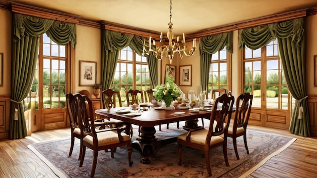 An elegant dining room interior