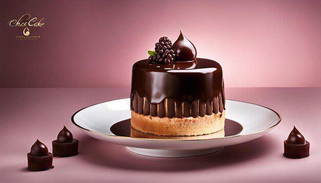 Elegant display of chocolate mirror glaze cakes with shiny finishes