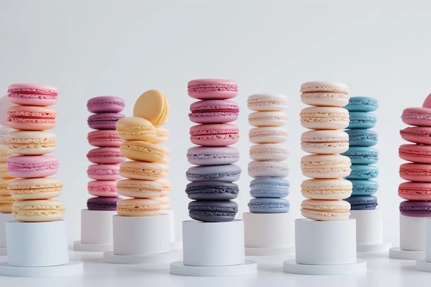 Photo elegant display of macaron towers