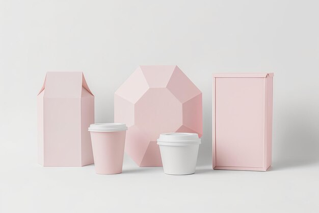 Elegant display of various pink packaging options against a clean backdrop