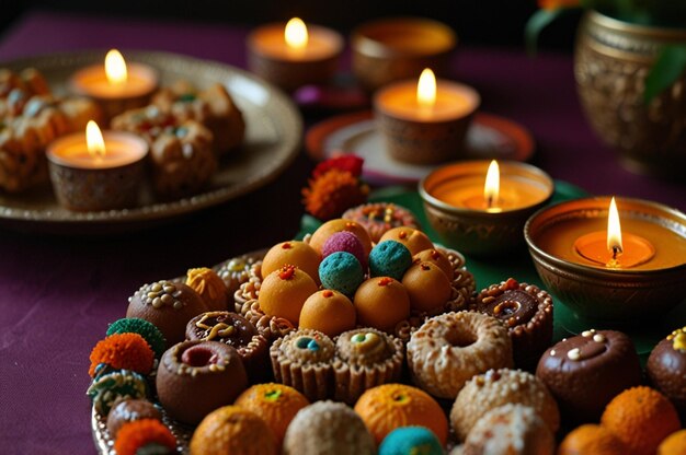 Photo elegant diwali sweet platters a festival of flavors