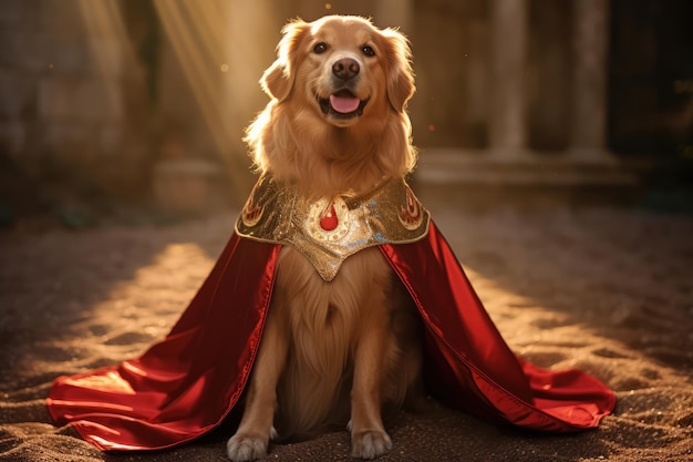 Elegant Dog Feeling Like A Fairy Tale Prince With A Princely Cape