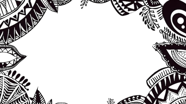 Elegant Doodle Page Border with African Motifs for Black History Month Backdrop