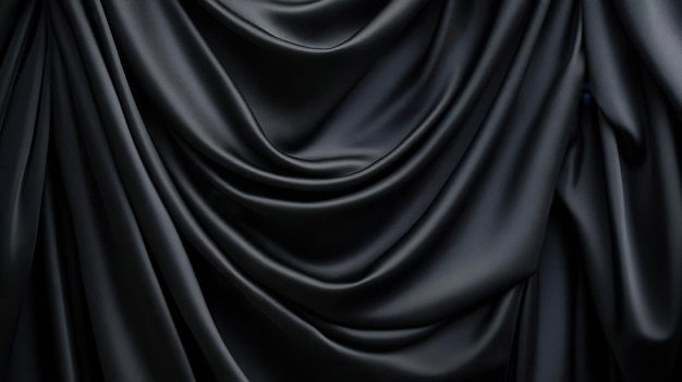 Photo elegant drapes of black satin fabric creating a rich texture